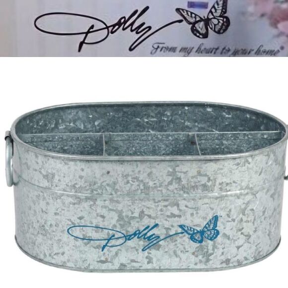 Dolly Parton Dolly 4-Compartment Galvanized Metal Storage Bin - Picture 1 of 8